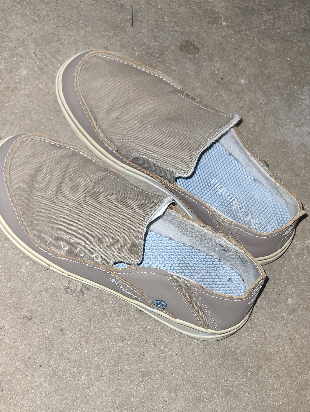 Columbia Bahama Boat Shoes ,tan Canvas, Non Marking Shoes Size Youth 5 Y